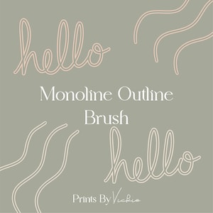 Monoline outline brush - Outline Lettering brush for procreate iPad