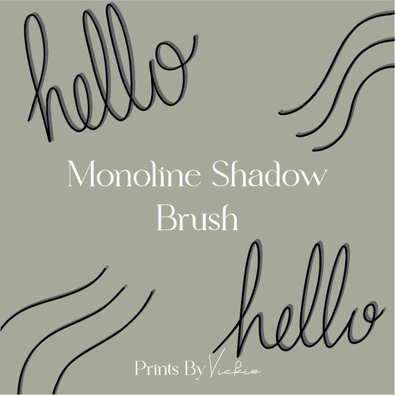 Monoline Shadow Pen Procreate Mono Shadow Brush Lettering - Etsy