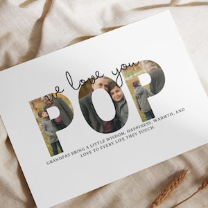 Vaderdag pop foto cadeausjabloon, afdrukbare pop pop verjaardag fotocollage, cadeau voor papaver van kinderen, instant download