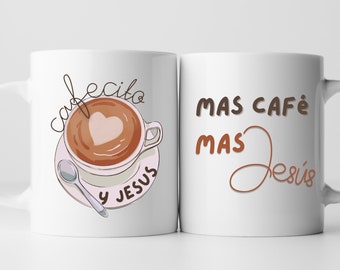 Cafe con Jesus, Cafe Y Jesus, Cafecito, cafecito y chisme, Mexican coffee mug