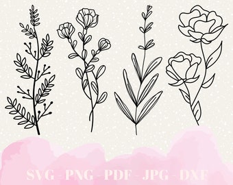 Flower SVG, wildflowers, Daisy Clip art, flower border, split monogram, Cricut files, Silhouette Files