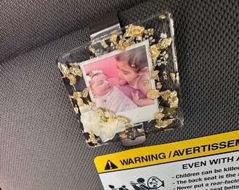 Clip de resina para visera de coche, diseño de flores secas, estilo Polaroid