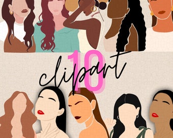 Faceless Woman Clipart, Girl Boss Clipart, Faceles Clipart, Fashion Illustration, minimalist women