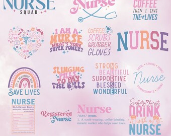 Nurse SVG Design Bundle-Nurse Squad- Digital Download-Retro Nurse Shirt-Nurse Clipart-Gifts for Nurse- Nurse Sublimation- Funny Shirt