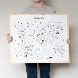 Weltkarte der Tiere, Poster für Baby Zimmer, Wanddeko fürs Kinderzimmer, Wanddeko fürs Kinderzimmer, Wanddeko fürs Kinderzimmer