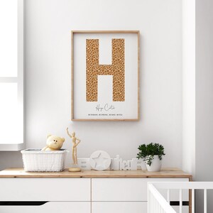 Impresión personalizada de nombre inicial / Arte infantil / Decoración de dormitorio de niña / Decoración de dormitorio de niño / Arte de pared infantil / Decoración de pared de dormitorio infantil