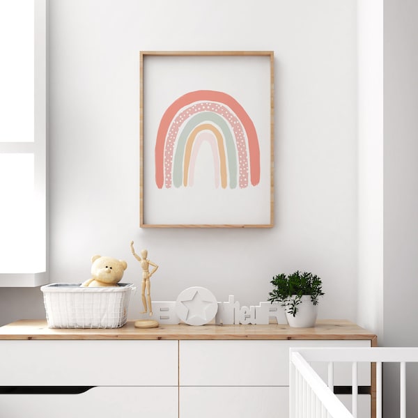 Rainbow wall art, rainbow poster, baby girl nursery decor, Girls room decor, Nursery wall art, Nurser decor, Children's rainbow wall art