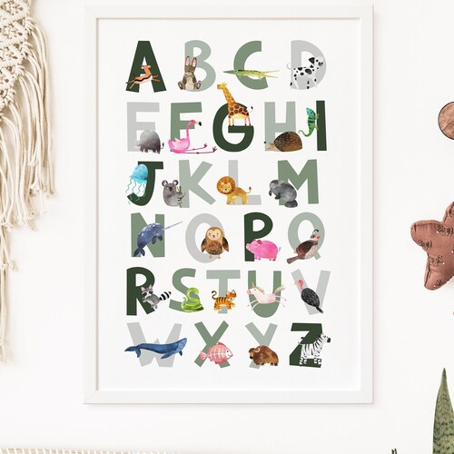 Animal Alphabet Print Nursery Print Nursery Wall Art Etsy