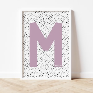 Impresión personalizada con nombre inicial / Impresión para habitación infantil / Decoración para dormitorio de niña / Arte mural enmarcado para habitación infantil / Decoración de pared para dormitorio infantil / Arte mural