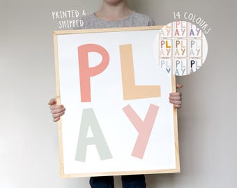 Cita de juego pastel, decoración de guardería, arte de pared de guardería, arte de pared de habitación infantil, decoración de pared de dormitorio infantil, arte de pared de guardería enmarcado