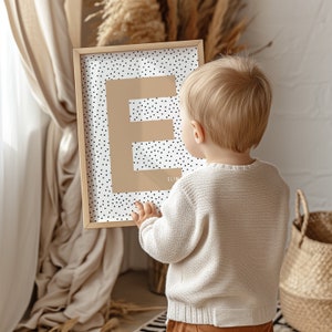 Impresión personalizada de nombre inicial / Arte infantil / Decoración de dormitorio infantil / Decoración de dormitorio infantil / Arte mural infantil
