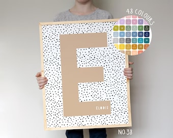Impresión de nombre inicial personalizada / Arte infantil / Decoración de dormitorio de niño / Decoración de dormitorio de niña / Arte de pared infantil / Decoración de pared de dormitorio infantil