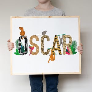 Safari Name Print: Jungle Animals Nursery Decor