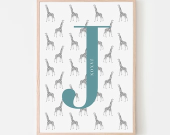 Impresión personalizada de nombre inicial / Impresión para habitación infantil / Decoración de pared para habitación infantil / Arte de pared para habitación infantil / Decoración de pared para dormitorio infantil / Arte para habitación infantil