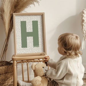 Personalised Initial Name Print | Nursery Print | Boys Bedroom Decor | Nursery Wall Art | Children's Bedroom Wall Decor | Nursery Art