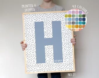 Impresión personalizada de nombre inicial / Impresión para habitación infantil / Decoración para dormitorio infantil / Arte mural para habitación infantil / Decoración de pared para dormitorio infantil / Arte para habitación infantil