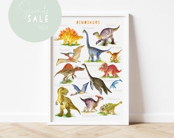 UK only, SECONDS SALE, Dinosaur print, Dinosaur poster, Nursery decor, Nursery wall art, kids room decor