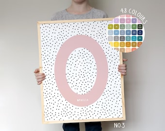 Impresión de nombre inicial personalizada / Impresión de guardería / Decoración de dormitorio de niña / Arte de pared de guardería enmarcado / Decoración de pared de dormitorio infantil / Arte de pared