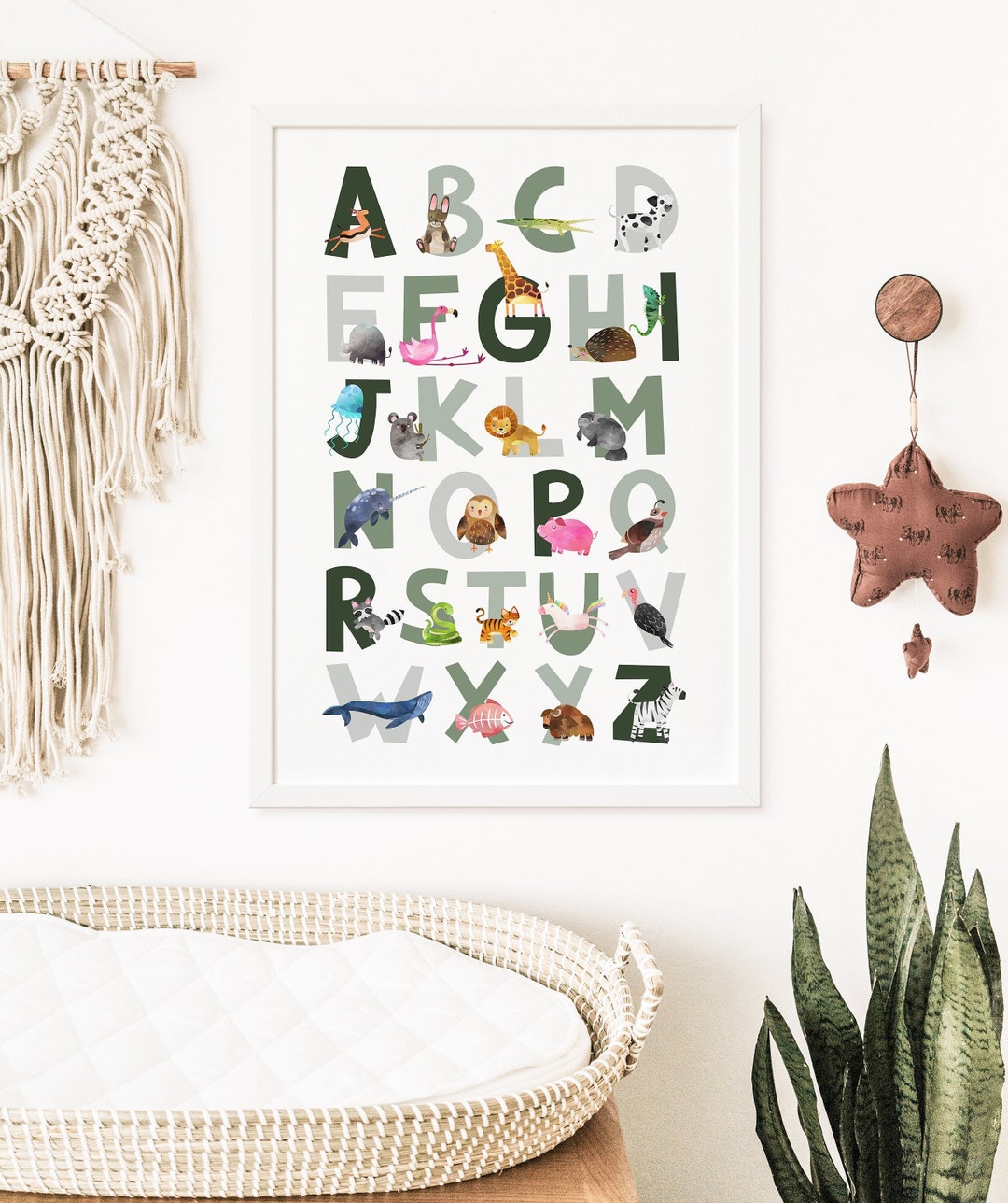 Animal Alphabet Print, Kids Room Wall Art, Animal Nursery Prints