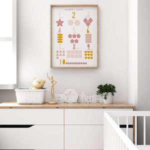 Blush numbers and shapes print, numbers print,  Nursery decor, Nursery wall art, kids room decor, Number art print, educational print