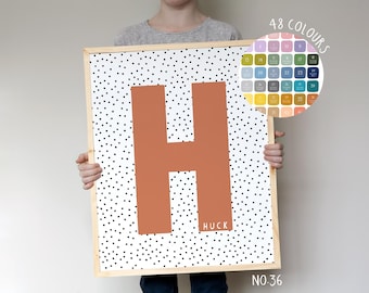 Impresión personalizada de nombre inicial / Impresión para habitación infantil / Decoración para dormitorio infantil / Arte mural para habitación infantil / Decoración de pared para dormitorio infantil / Arte para habitación infantil