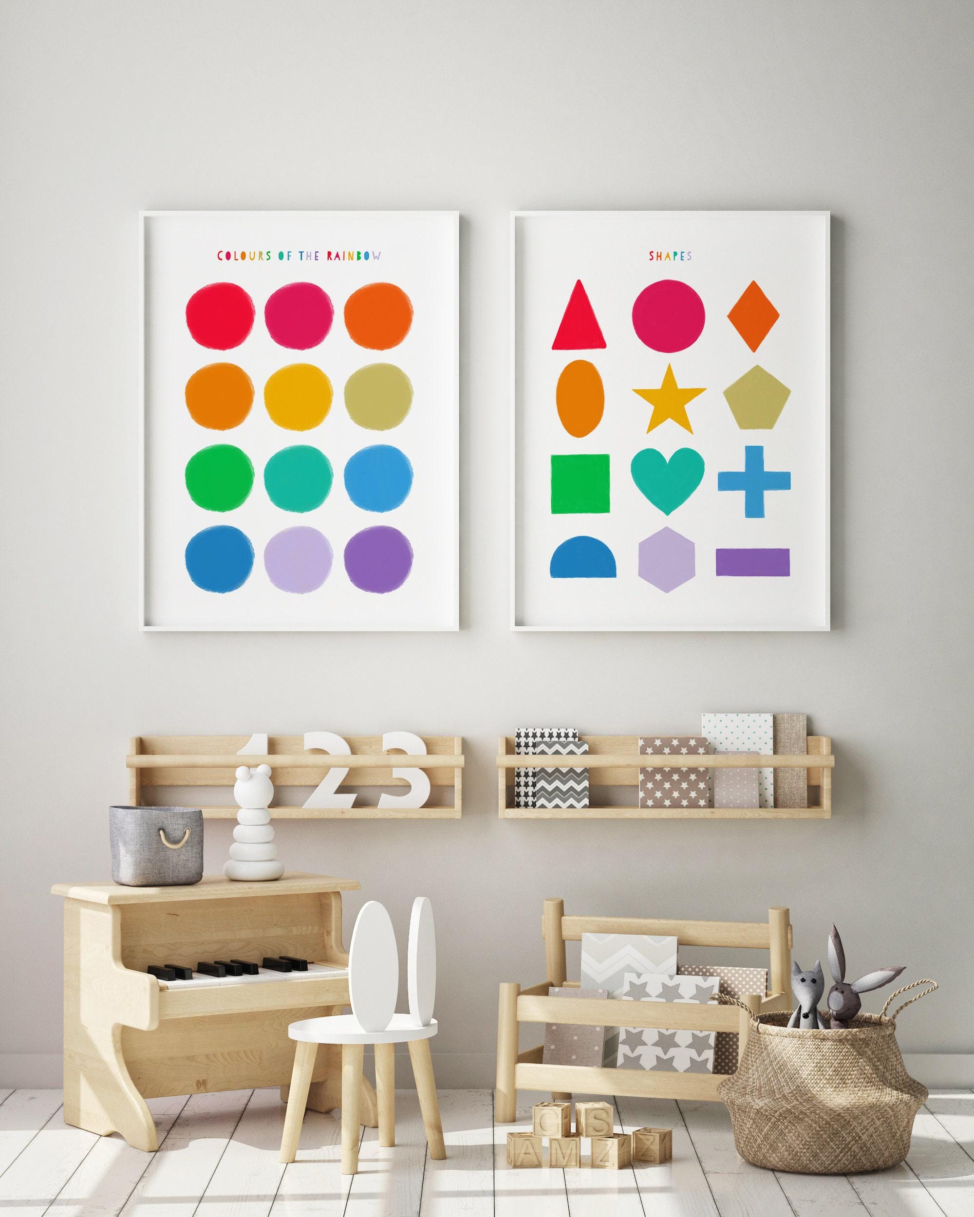 Shapes Poster | Nursery Decor | Kids Room Wall Art | Children's Bedroom ...