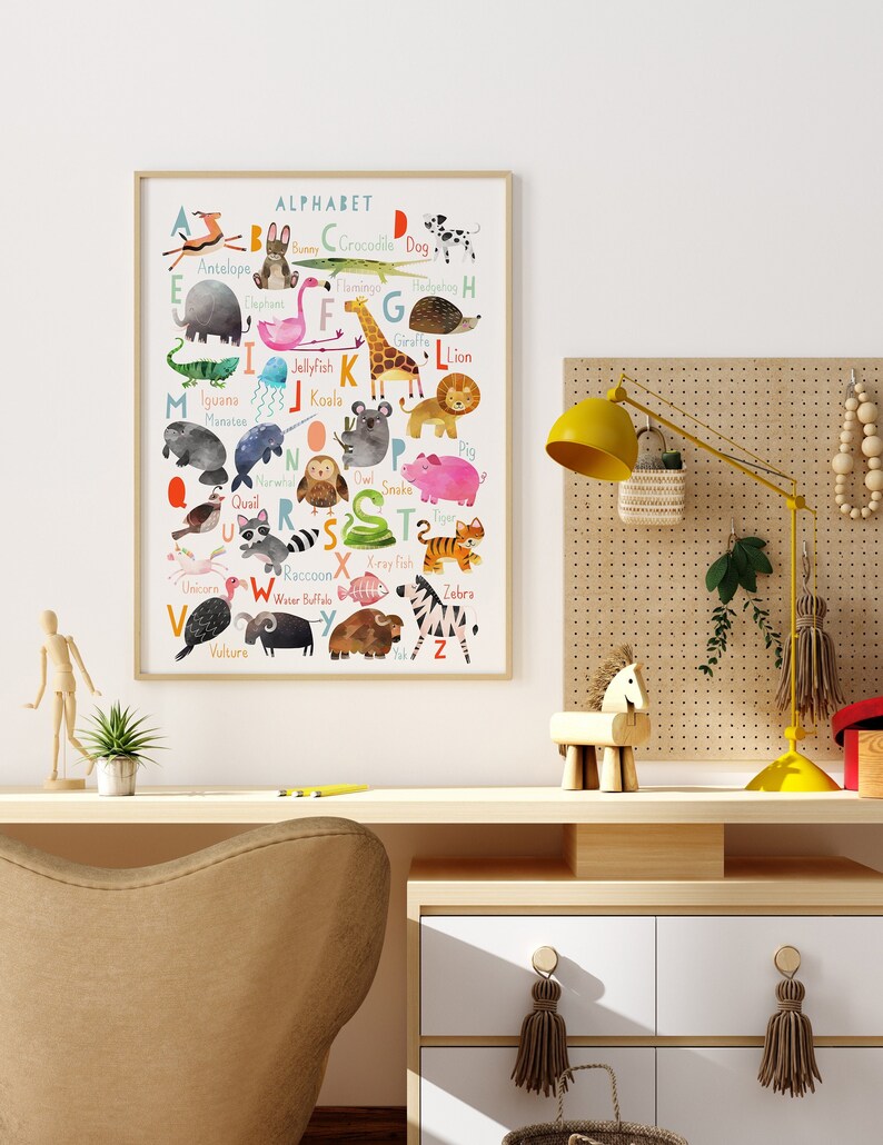 Animal Alphabet Print Nursery Decor Animal Nursery Prints Etsy