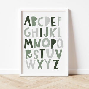 Alfabetafdruk | Muurkunst kinderkamer | Alfabetposter | Kwekerijprint | ABC-muurkunst | ABC-poster | Kinderkamerdecoratie | Prints speelkamer, kunst aan de muur