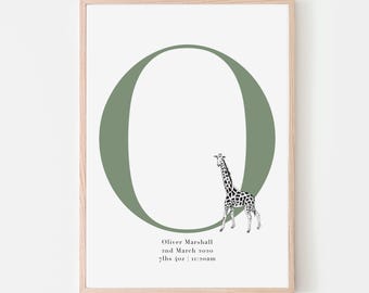 Impresión personalizada de nombre inicial / Impresión para habitación infantil / Decoración de pared para habitación infantil / Arte de pared para habitación infantil / Decoración de pared para dormitorio infantil / Arte para habitación infantil