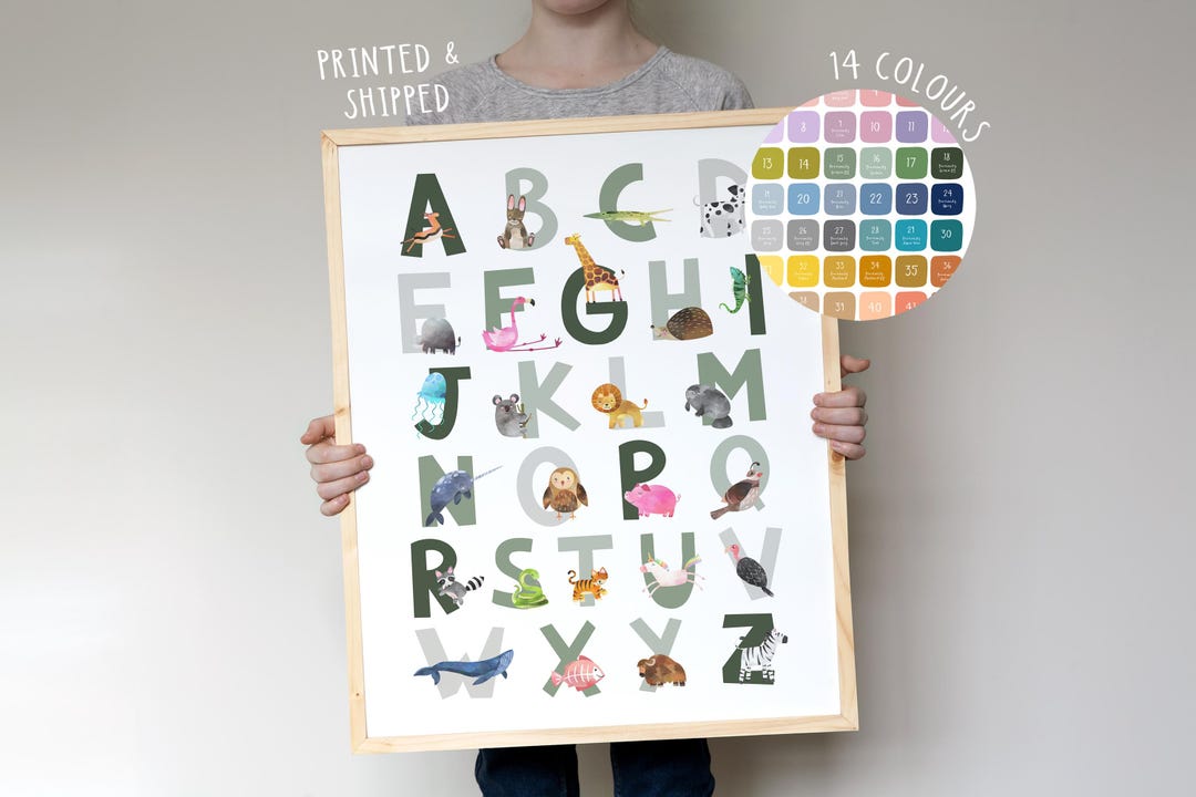 Animal Alphabet Print - Nursery Wall Art, Kids Room Decor, ABC Poster ...