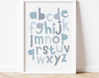 Alphabet print | Alphabet nursery prints | Kids room wall art | Children's bedroom wall decor | Nursery prints framed | Nursery decor