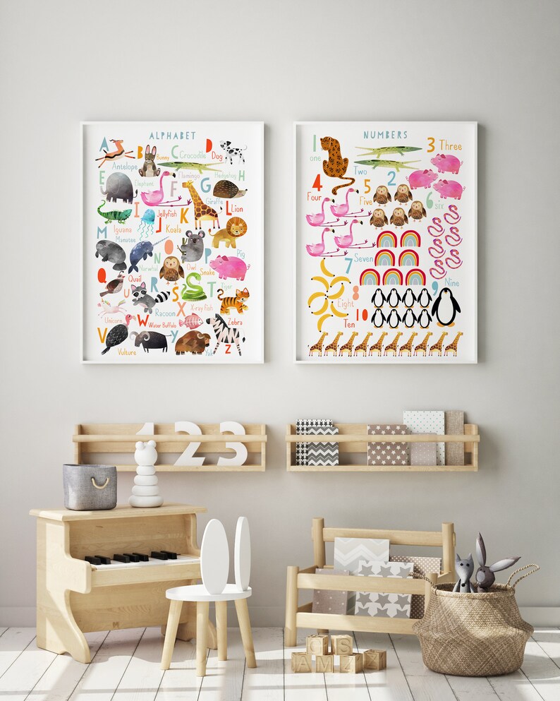 Animal Alphabet Print Nursery Decor Animal Nursery Prints Etsy