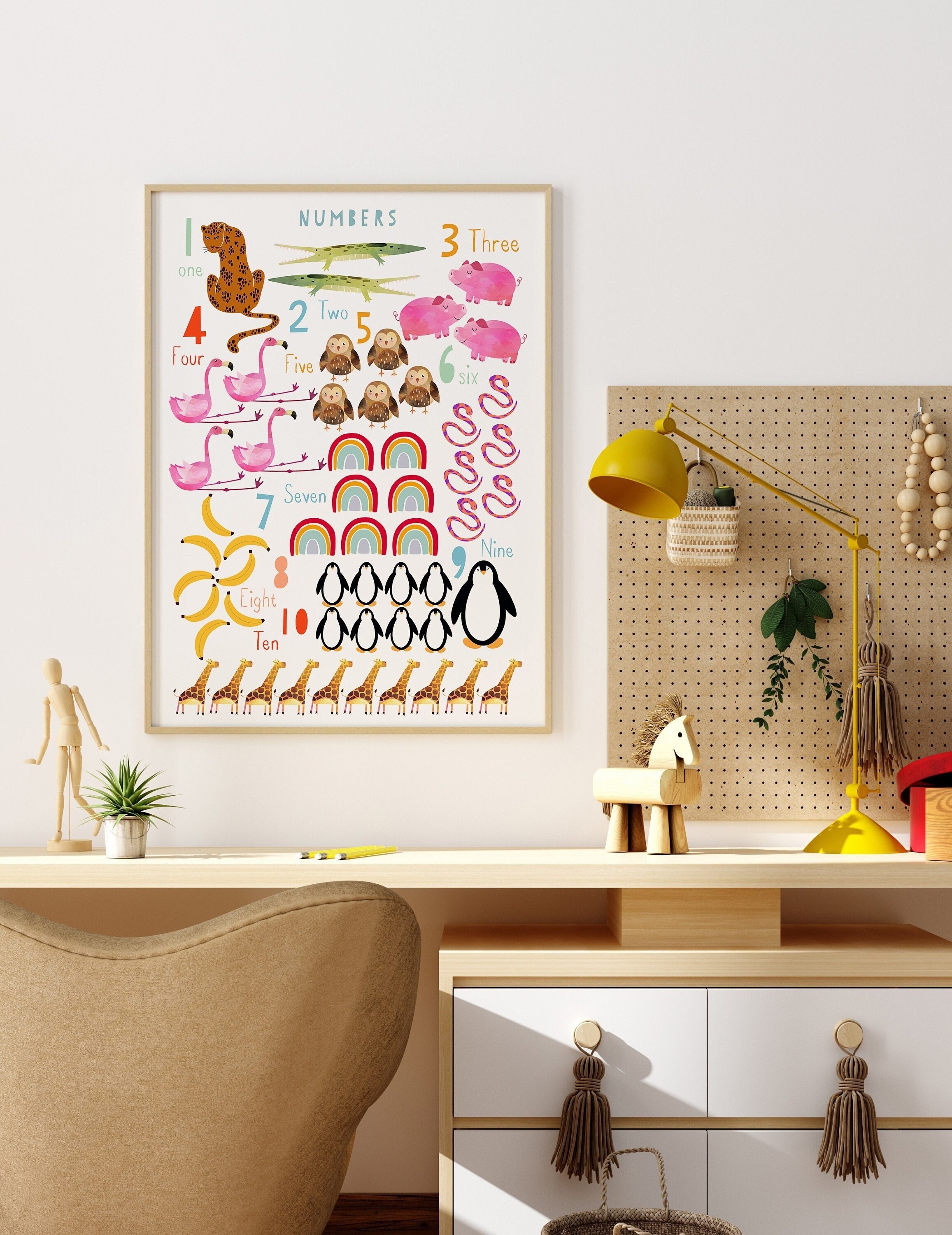 Animal Numbers Print Animal Nursery Prints Kids Room Wall - Etsy