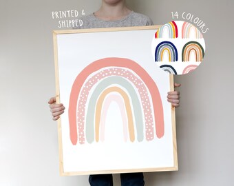 Pastel Rainbow Art Print – Nursery Wall Decor, Printable Digital Download, Baby Girl Room Poster, Gender Neutral Nursery