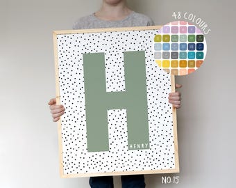 Impresión personalizada de nombre inicial / Impresión para habitación infantil / Decoración para dormitorio infantil / Arte mural para habitación infantil / Decoración de pared para dormitorio infantil / Arte para habitación infantil
