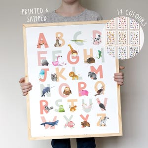 動物アルファベットプリント - 保育園の壁アート、子供部屋の装飾、ABCポスター、教育アート、ベビーシャワーギフト、額入りプリントまたは印刷可能なダウンロード