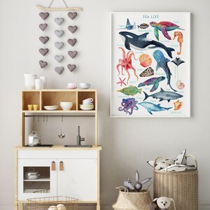 Sea life Print, Nursery Ocean decor, Ocean Animals Poster, Nursery Wall Art, Children's Wall Art Print, Kids Posters, Nursery Art image 8