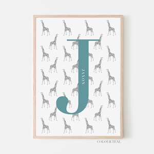 Impresión personalizada de nombre inicial / Impresión para habitación infantil / Decoración de pared para habitación infantil / Arte de pared para habitación infantil / Decoración de pared para dormitorio infantil / Arte para habitación infantil