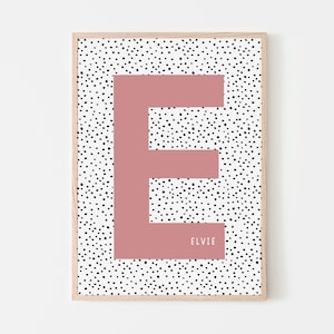 Impresión personalizada con nombre inicial / Impresión para habitación infantil / Decoración para dormitorio de niña / Arte mural enmarcado para habitación infantil / Decoración de pared para dormitorio infantil / Arte mural