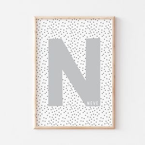Impresión personalizada de nombre inicial / Arte infantil / Decoración de dormitorio de niña / Arte mural infantil / Decoración de dormitorio infantil / Decoración de dormitorio de niño