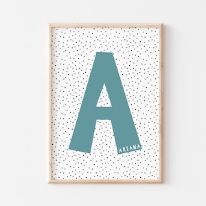 Impresión personalizada de nombre inicial / Impresión para habitación infantil / Decoración para dormitorio infantil / Arte mural para habitación infantil / Decoración de pared para habitación infantil / Arte para habitación infantil