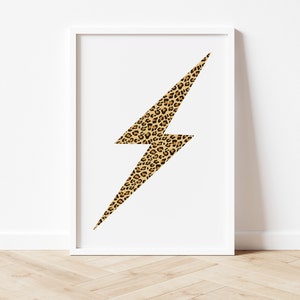 Animal print lightening bolt, Nursery decor, Nursery wall art, kids room decor, Leopard print, baby room decor, childrens wall art