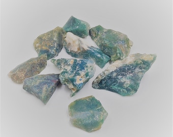 Moss Agate Raw Stone, 5 Piece LOT   Moss Agate Natural Gemstone Raw, Healing  Raw 25 to 30 Mm size 6 to 10 gram approx. each pc