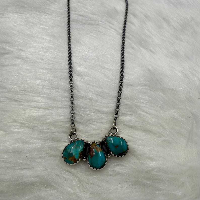 Turquoise Sterling Silver Bar Necklace: Southwest Handmade Jewelry - Etsy