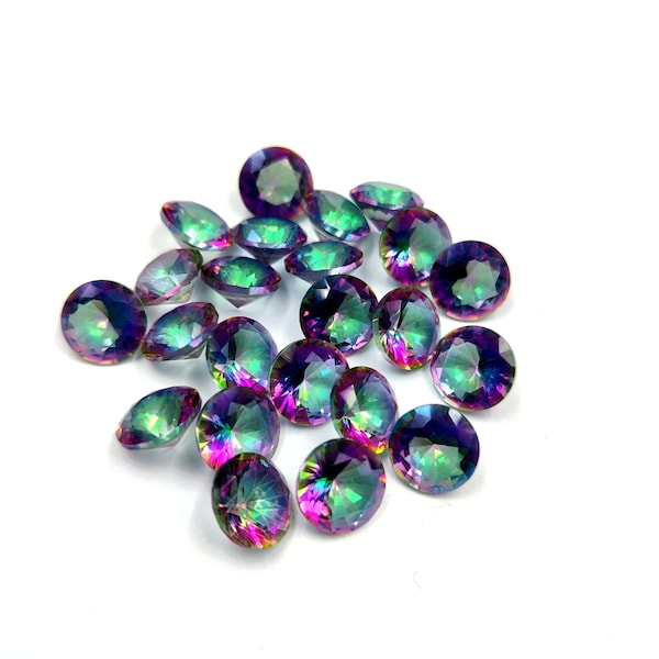 Natural Mystic Quartz Gemstone 5/10/50 piece Lot Round Shape AAA+ Calibrated Stones 4, 5 , 6 , 7, 8 , 9 , 10 mm size stone jewelry making