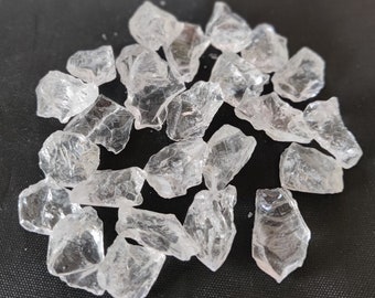 AAA Quality 25 PC LOT Crystal Quartz Raw Stone, Natural Crystal Quartz Gemstone, Healing Crystal Quartz Raw,8x10, 10x12, 15x,20 Mm Size