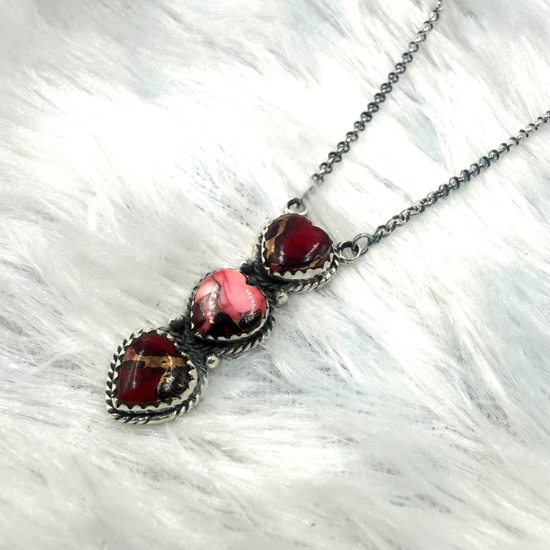 Rose Dhalia Kingman Turquoise Stone Heart Necklace: Southwest Sterling ...