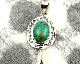 Vintage Navajo R. Tom Sterling Silver Turquoise Ring | Teardrop