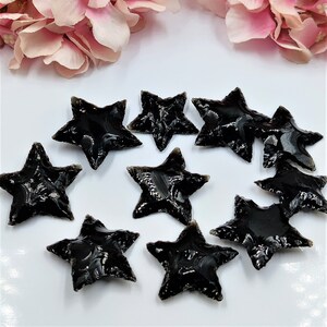 5/10/25 Black Obsidian Star | Black Obsidian Crescent Star |  Star Crystals | Healing Crystals | Obsidian star | Bulk Crystals