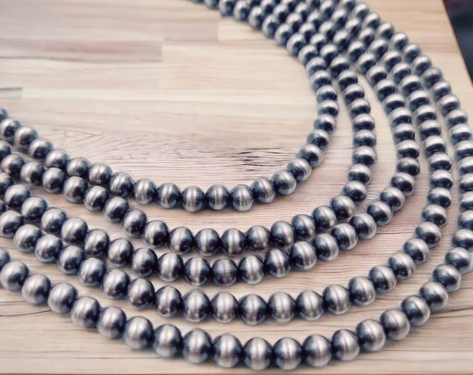 Featured listing image: Navajo 4 mm oxidized 92.5 Sterling Silver ,Navajo Style Pearls, southwestern Choker in all length available 14" to 30" with extender chain